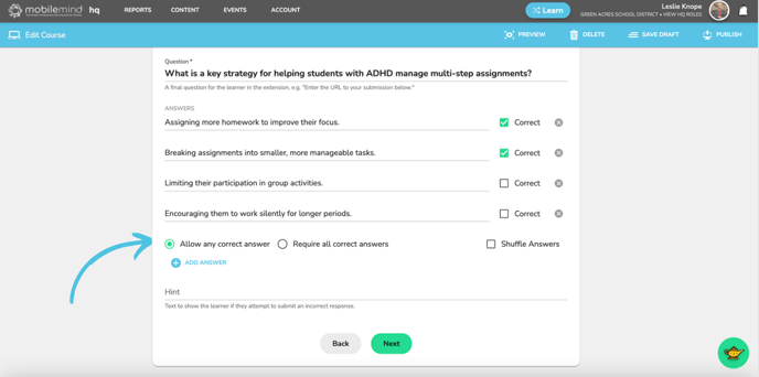 mult answers