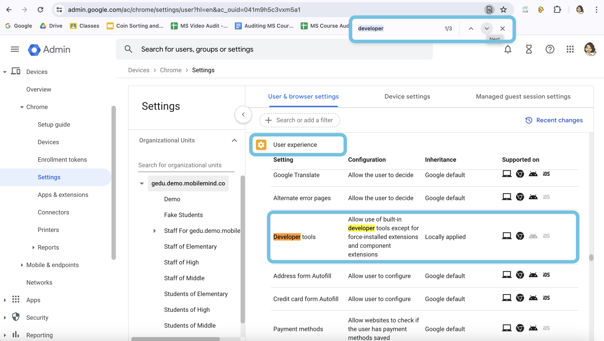How can our Google Admin allow faculty and staff to enable Developer ...