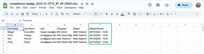 15- badge report export