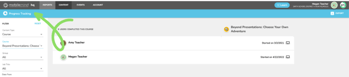 progress tracking