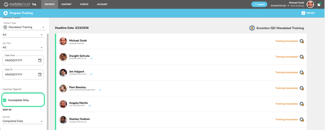 incomplete filter MT