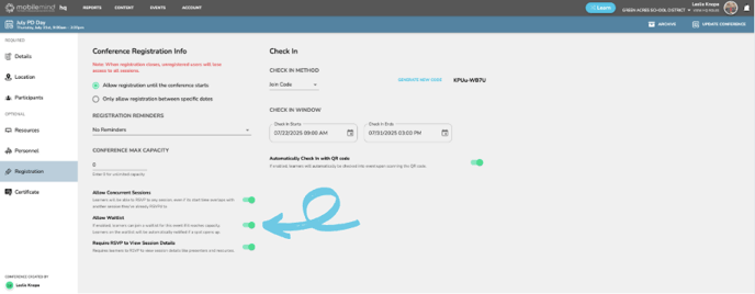 1- conf waitlist